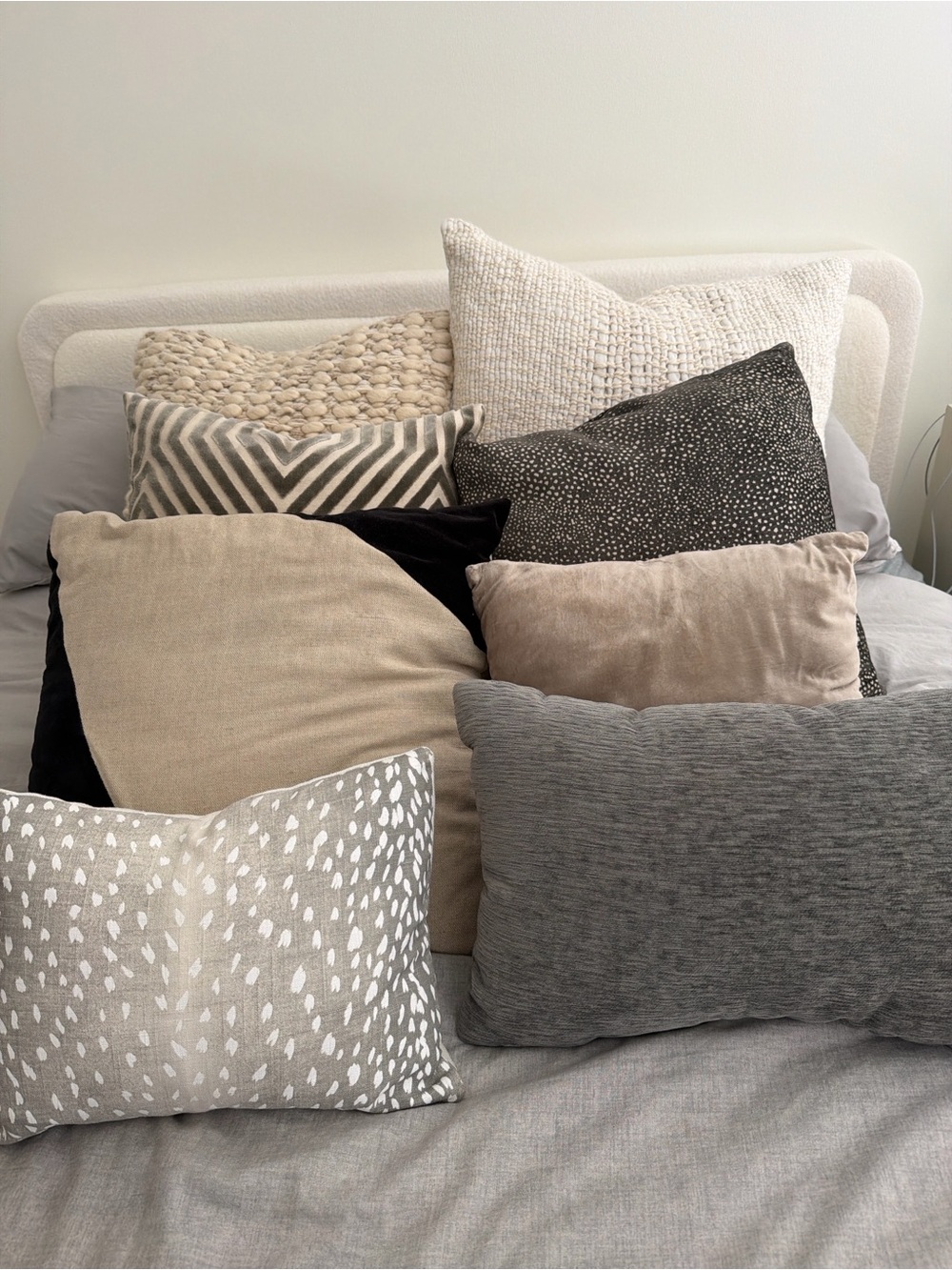Neutral Decorative Pillow Set — Beige, Gray, Black, Cream